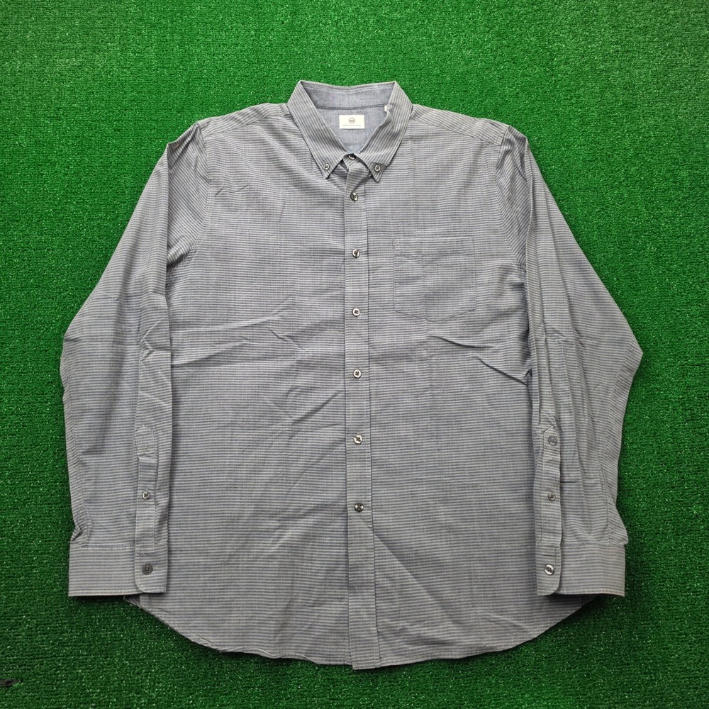 AG Adriano Goldschmied Micro Stripe Button Down Shirt Mens XL Gray Long Sleeve